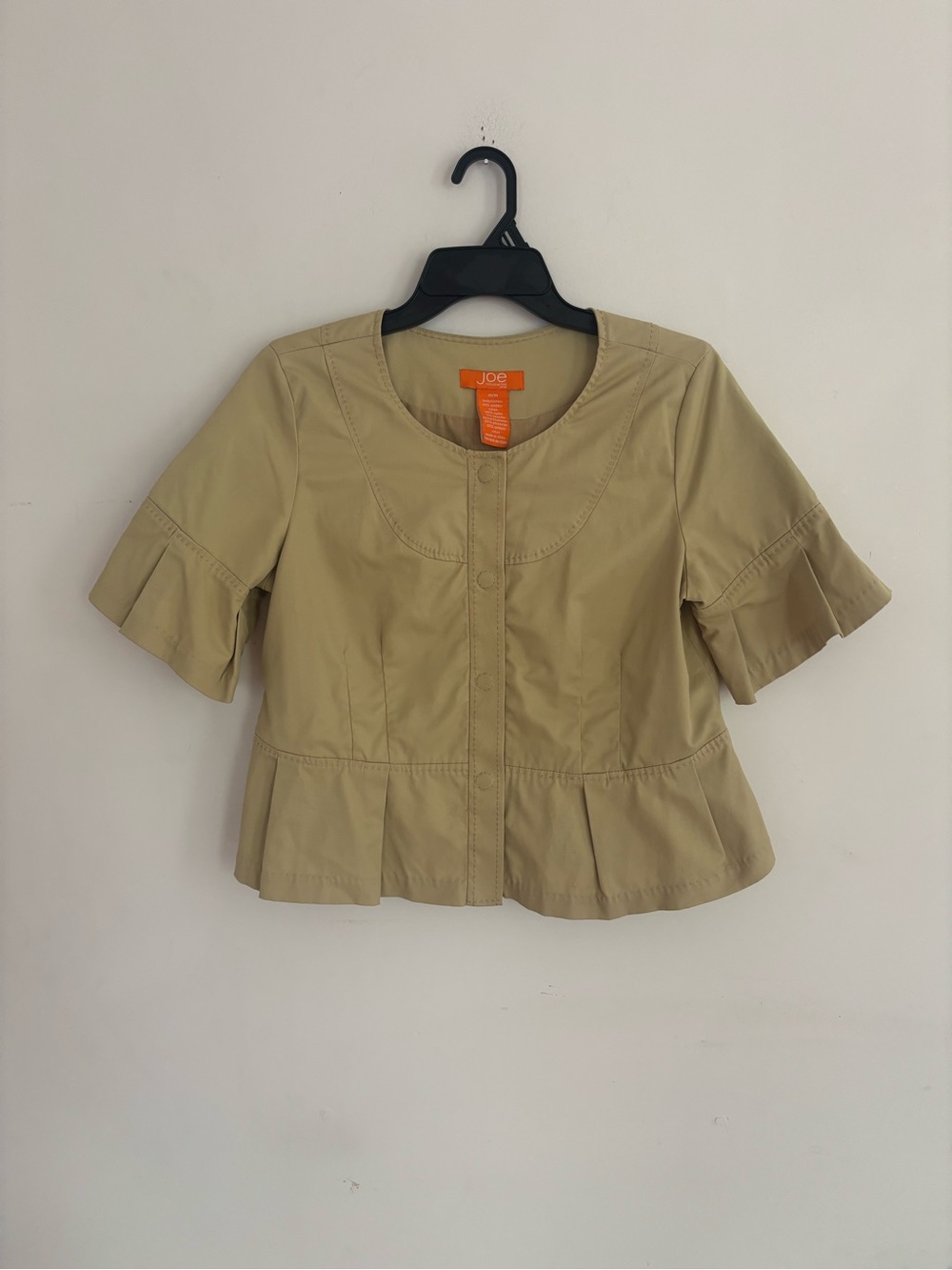 Joe Fresh Beige Peplum Snap Front Top Medium